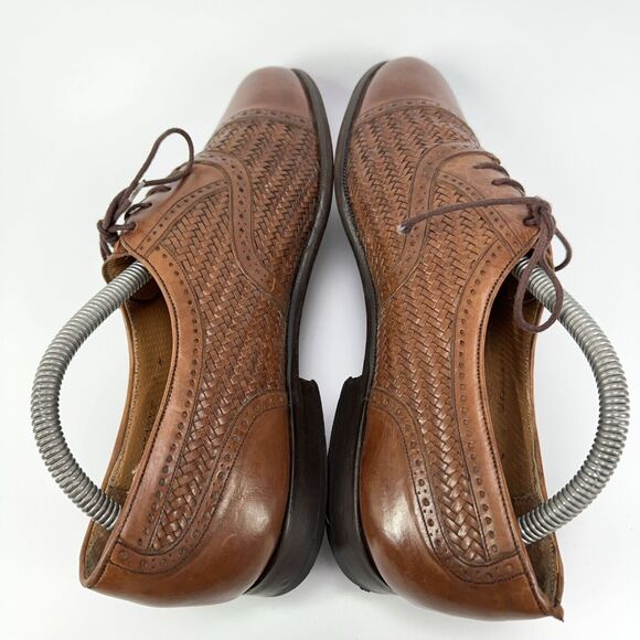 Mezlan Martinique Mens 9 W Brown Woven Leather Weaved Oxford Shoes Made In Spain main image 9